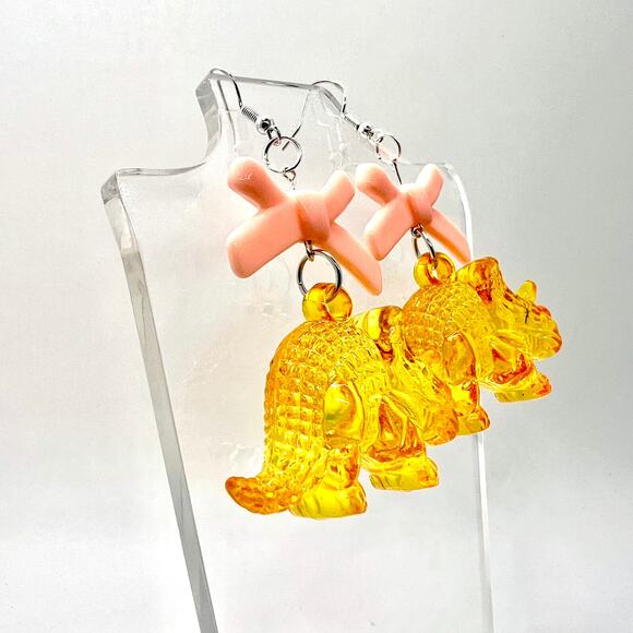 Dinosaur Earrings - Triceratops Earrings - Dino Accessories - Jurassic Park Ear - Picture 2 of 11
